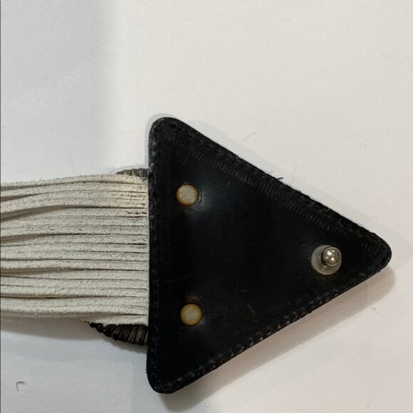 80's White and Brown Belt leather with Bold Buckle by Orciani - Picture 12 of 16